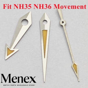 Menex Silver-Orange Watch Hands Green Luminous Fit NH35 NH36 ETA2824 2836 Miyota8215 DG Automatic Movement Watch Replacement