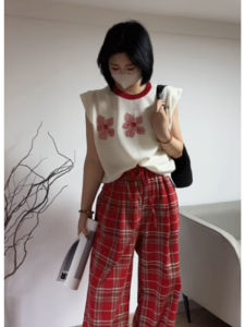 YUEZHONGWEI | Summer Ice Silk Knitted Top Womens Loose Fit Sleeveless Embroidered Fly Sleeve Vest Thinming Outerwear Casual Style