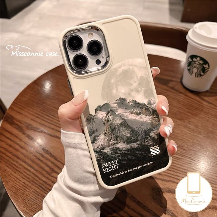 MissConnie Beautiful Art Mountain Moon Scenery Couples Phone Case  Compatible For IPhone 11 13 12 14 15 Pro Max 7plus XR 15 Plus X XS MAX  Luxury - Main Image