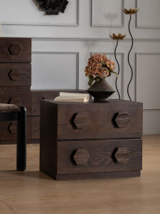 Minimalist Solid Wood Side Table Cabinet with Drawer Storage 1pc