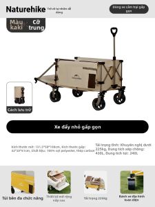 NatureHike | Xe Đẩy Dã Ngoại Gấp Gọn Có Chức Năng Nghỉ Ngơi Cho Trẻ Em Hộp Chứa Đồ Cắm Trại Di Động Có Bánh Xe và Tay Kéo Dễ Di Chuyển