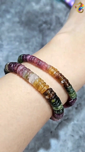 Premium Grade Colorful Candy Tourmaline Abacus Rondelle Bracelet