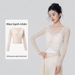 aiwuge | Áo DANCE Voan Off-Shoulder Tay Dài cho Nữ