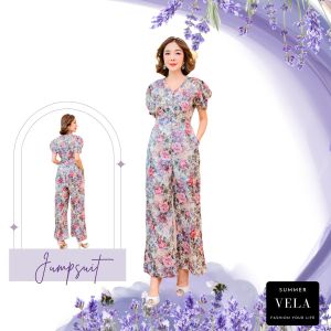 Vela Jumpsuit JL58 ชุดจั้มสูท ฟลอร่า ซูมเมอร์ คอตตอน ซิปหน้า หน้าเล ผู้หญิง (M34-37) ชุดหมายให้บริการ