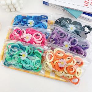 Ready Stock 50Pcs/bag INS Korean Style Daisy Colorful Kids Hair Tie Set Scrunchies Towel Baby Girls Ponytail Hair Rope