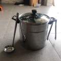 DANDANG BAKSO UKURAN JUMBO 28cm STAINLES TUTUP KACA LENGKAP CENTONG CAPIT. 
