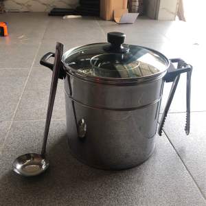 DANDANG BAKSO UKURAN JUMBO 28cm STAINLES TUTUP KACA LENGKAP CENTONG CAPIT