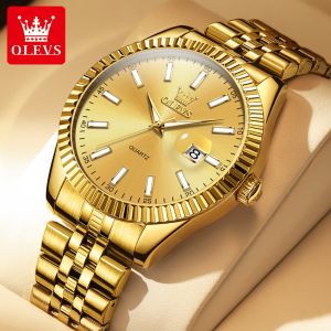 OLEVS Watch For Mans 2025 Original Imported Luxurious Relo For Men Deeply Waterproof Calendar Gold Edge Dial Sapphire Mirror Watch For Men