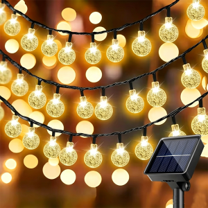1PCS Solar Crystal Globe LED String Lights 20/60 LED 8 Lighting Modes  Fairy Light Christmas Garland for Garden Party Decor