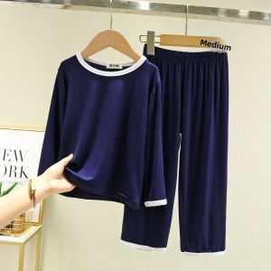 Loose Modal Womens Sleepwear Long Sleeve T-Shirt Thin Casual Home Clothes Set Elastic Bottom Shirt Large Size Summer Homegear