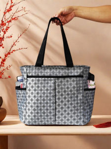 Large Capacity Mummy Bag Outdoor All-Matching Womens Bag Waterproof Oxford Cloth Canvas Handbag Shoulder Bag Commuter Bag