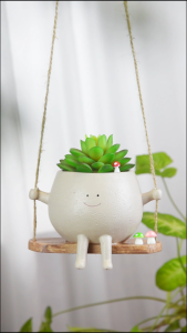 DILER Wall Hanging Swinging Plant Pot Easy Installation Durable Flower Container Medium Plants Flowerpot Garden