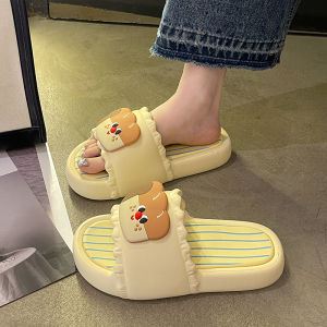 Cute Funny Toast Flip-Flops Womens Summer Outwear Thick Sole Interior Home Bathroom Bath Non-Slip Slippers