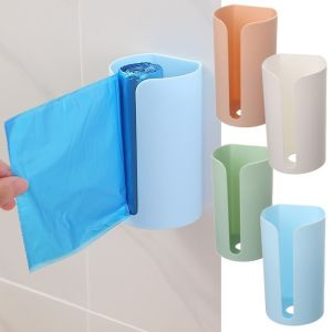 1pc Contemporary Wall-Mounted Plastic Bag Dispenser Kitchen Garbage Bag Storage Basket Convenient Pull-Out Organizer for Trash