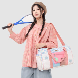 FQ1 Large Capacity Japanese Style Handbag Ins Color Block Women Storage Bag for Travel and Gym Use QF1