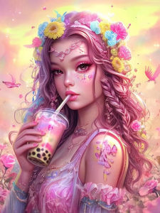 KAYOU | Rainbow Fruit Fashion Girl Diamond Painting Rhinestone Art Beautiful City Girl 5D DIY Full Drills Cross Stitch Mosaic Home Decor