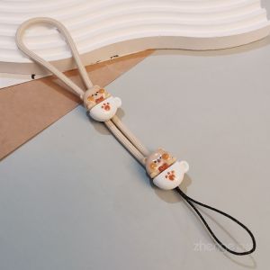 Cartoon Rabbit Bear Milk Tea Dual Decorations Mobile Phone Lanyard Womens High End Handheld Wrist Rope Outdoor Anti-fall Short Travel Photography Hiking Hanging Chain