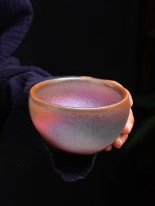 Aurora Pink Gold Cup Candy Cup Jianyang Jianzhan Tea Cup Iron Bowl Personal Dedicated Owner Cup Beautiful Tea Cup