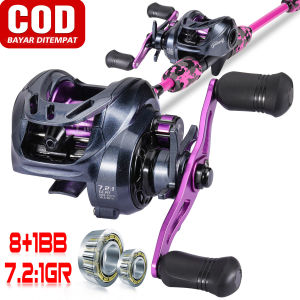 Sougayilang Gulungan Pancing Pemutar Senar Pancing Baitcasting Penggulung Senar Pancing 7.2:1 Rasio Gir 8 + 1 Sistem Rem Magnetis Reel Pancing Untuk Air Asin Dan Air Tawar