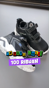 Sepatu Sekolah Anak Laki-laki / Cewek SD Kelas 1 2 3 4 Pro ATT MGZ 496 Hitam Putih Perekat Magnet