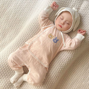 Spring & Fall Summer Baby Two-Piece Set Baby Pure Cotton Belly Protector Tops Newborn Big Butt Kids Suit Home