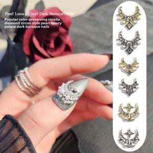 Lz Color-Preserving Pearl Zircon Butterfly Knot Nail Jewelry Baroque Style Luxury Court Dark Fashionable DIY Accessories