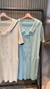 D11457 Sailor Pleats Mermaid Knit Dress