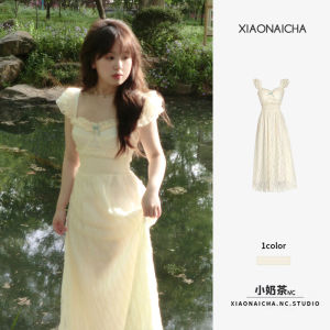 Summer French Gentle White Flying Sleeve Dress Female Tube Top Seaside Vacation Waist-Tight Stylish Fairy Long Dress