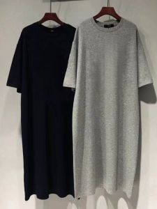 Pure Cotton Short-Sleeve T-shirt Pajamas Mens Summer Minimalist Fancy Thin Mid-Length Nightdress One-Piece Nightgown