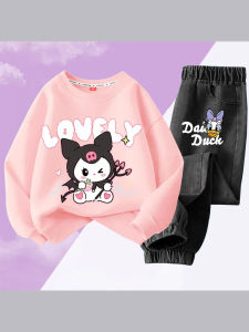 ทันสมัย เสื้อสเว็ตเชิ้ต และ กางเกงยีนส์ ชุดสําหรับเด็กผู้หญิง ลำลอง แจ๊กเก็ตทูพีซ ชุดสูท ผ้าฝ้าย ผสมผสานชุดสบายในชีวิตประจําวัน