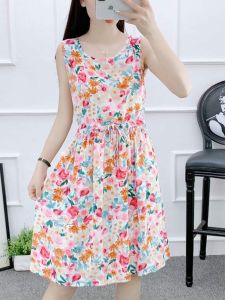 Special Offer Noil Poplin Dress Womens Summer Outwear Temperament Small Size Tight Waist Seaside Holiday Beach Skirt Floral Short Skirt