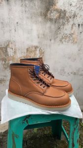 Lennox Tan - Sepatu Kulit Pria Moc Toe Boots Lace Up Boots Casual Sepatu Koku Footwear Ukuran Sepatu Eu 39-45 - Lazada