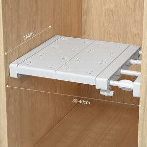 Adjustable Closet Shelf Kitchen Extendable Storage Tension Rod Rack Organizer DIY Wardrobe Divider Cabinet Space Saving
