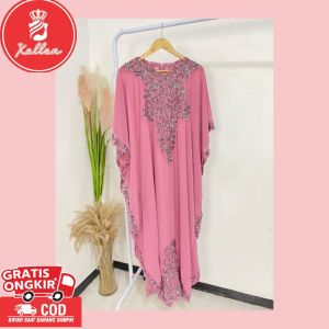 Kaftan Lebaran Jumbo Remaja Dewasa Ceruty Super Payet Corneli Elegan Fashion Wanita Gemini - XELLEA