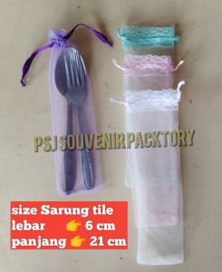 sarung tile souvenir untuk sendok & garfu/isi 50 pcs