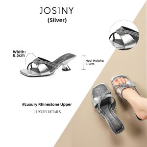 Josiny | Open Toe Crystal Decorated Comfortable High Heel Sandals