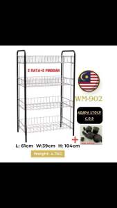(Ready Stock)904 4 Tier Rack /Rak besi 4 Tingakt Storage/Rak Dapur &mangkuk/jmat/Rak dapur