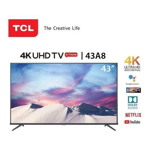 TCL LED TV SMART ANDROID UHD 4K 43A8 - 43 INCH | Lazada Indonesia