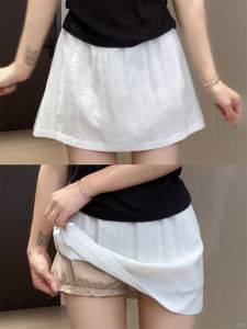 LANMENGYA | Slimming Anti-Flashing A-Line High Waist Skirt Small Size Female Summer New Cotton Linen