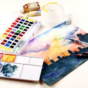 SUPERIOR Solid Watercolor Paint Set 48/24/18/12 Colors Watercolor Set Watercolor Paint