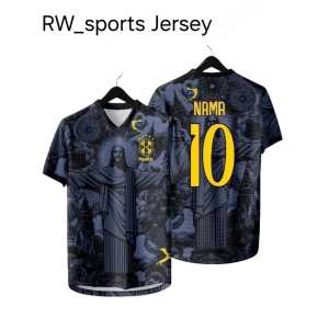 JERSEY BRAZIL BRASIL JESUS HITAM BAHAN DRYFIT FULL PRINTING GRATIS NAMA DAN NOMOR PUNGGUNG