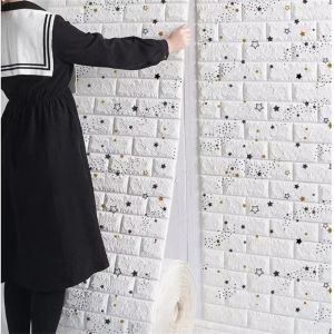 70cmx1/5/10m wallpaper brick 3D wall sticker foam adhesive DIY living room decoration renovation wall sticker waterproof paper