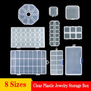 Transparent Plastic Storage Jewelry Box Plastic Compartment Adjustable Container Storage Boxes Beads Ring Earring Organizer Case