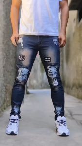 Celana Jeans Bordir Cowok Terbaru Clana Jins Panjang Pria Slimfit Style Laki Laki Keren