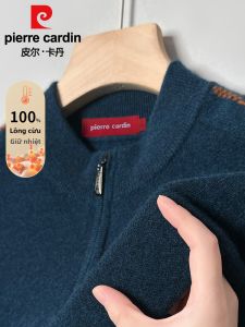 Pierre Cardin | Áo Sweater Nam Mũi Dây Kéo Phía Trên 100% Cashmere Sạch Đẹp Cho Mùa Đông