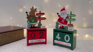 Wooden Christmas Desk Calendar Decoration Wooden Santa Calendar Ornament Number Date Blocks Calendar Creative Christmas Gift