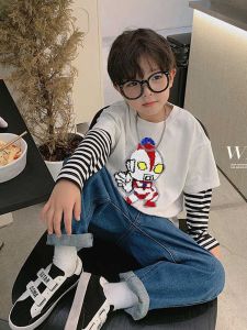 เสื้อยืดแขนยาวลายการ์ตูนยูนิค สำหรับเด็กชาย วัย 1-14 ปี ทรงหลวม สวมใส่สบาย เสื้อผ้าเด็กชาย ฤดูใบไม้ผลิและฤดูใบไม้ร่วง