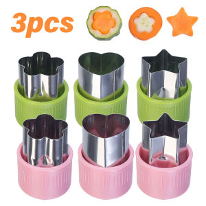 YESPERY เครื่องตัดผักรูปหัวใจ3ชิ้น/เซ็ตดาวทำจากสเตนเลสด้ามพลาสติกแกดเจ็ตสำหรับครัวตัดผลไม้สแตนเลสพกพา