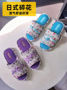 รองเท้าแตะผ้าลายดอกไม้สไตล์ญี่ปุ่นสำหรับผู้หญิง ระบายอากาศได้ดี ป้องกันกลิ่น รองเท้าแตะพื้นยางสำหรับใช้ในบ้าน