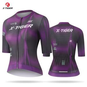 X-TIGER Womens Cycling Jersey Short Sleeve Breathable Cycling Tops Quick-Drying Full Zipper Team Mountain MTB Bike Jersey Shirts